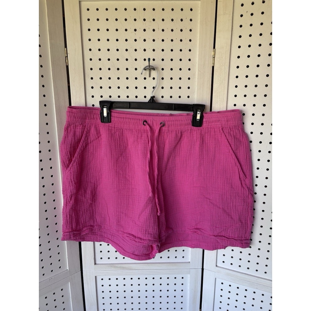 Dash Women's XL Pink Cotton Gauze Pull On Casual Shorts Comfort‎ Pockets